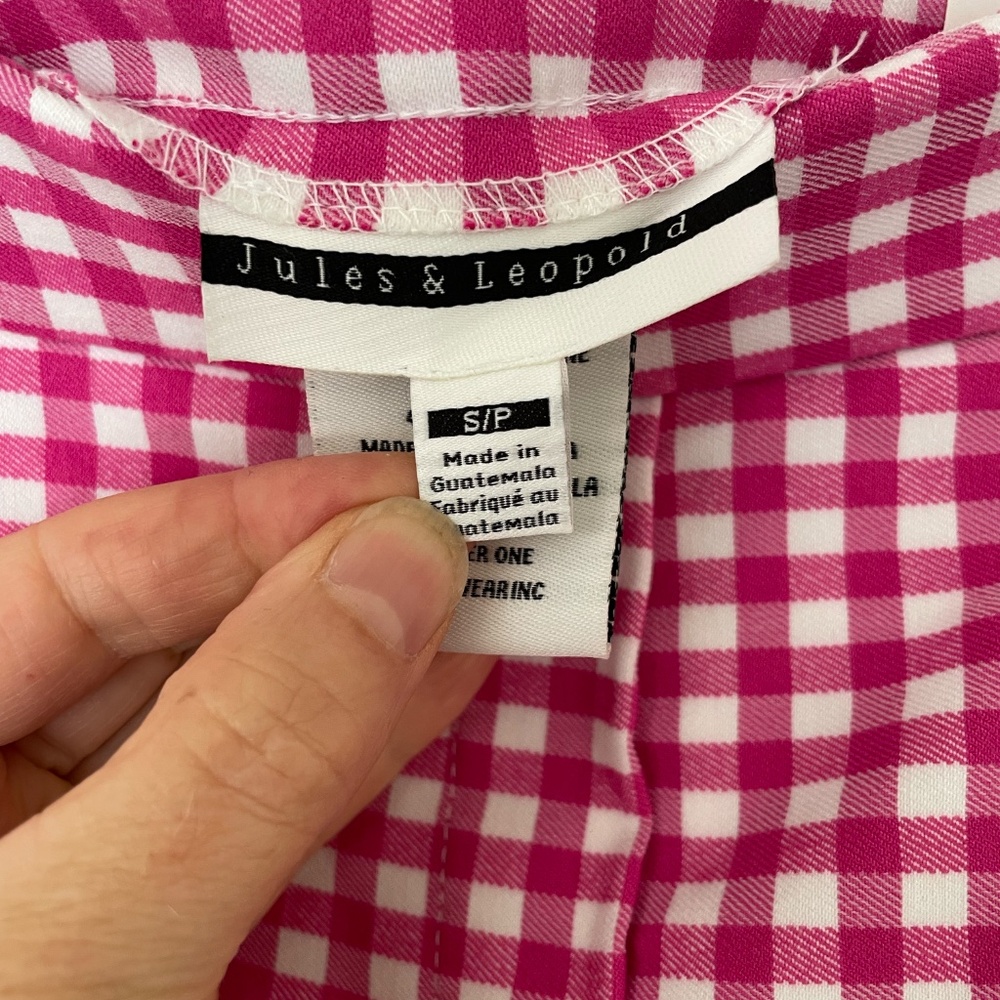 Jules & Leopold pink gingham capri stretch pants - sz S/M - Picture 5 of 8
